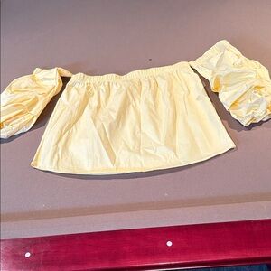 Sweet Wanderer Pale Yellow Off-Shoulder Crop Top